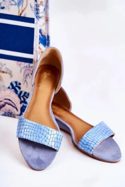 Skórzane Sandały Maciejka 1971-61 Niebieskie