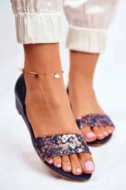 Skórzane Sandały Maciejka 1971-50 Granatowe