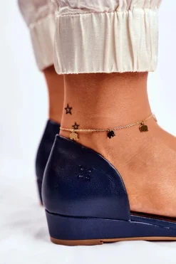 Skórzane Sandały Maciejka 1971-50 Granatowe