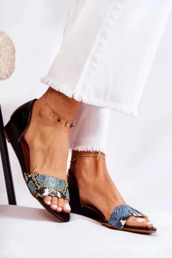 Skórzane Sandały Maciejka 1971-63 Czarne