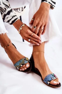 Skórzane Sandały Maciejka 1971-63 Czarne