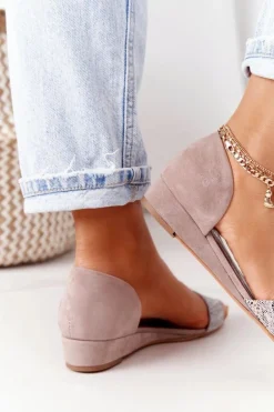 Skórzane Sandały Maciejka 1971-56 Beżowe