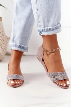 Skórzane Sandały Maciejka 1971-56 Beżowe