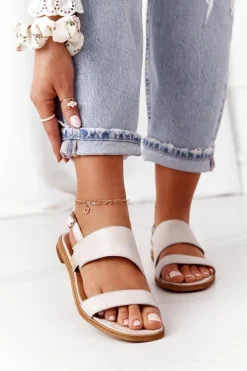 Skórzane Sandały Maciejka 05167-25 Złote