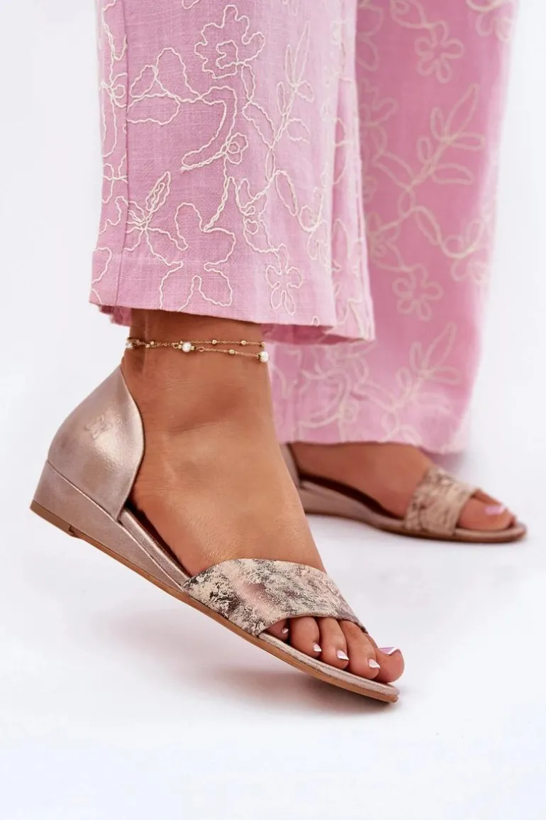 Skórzane Sandały Maciejka 01971-71 Złote