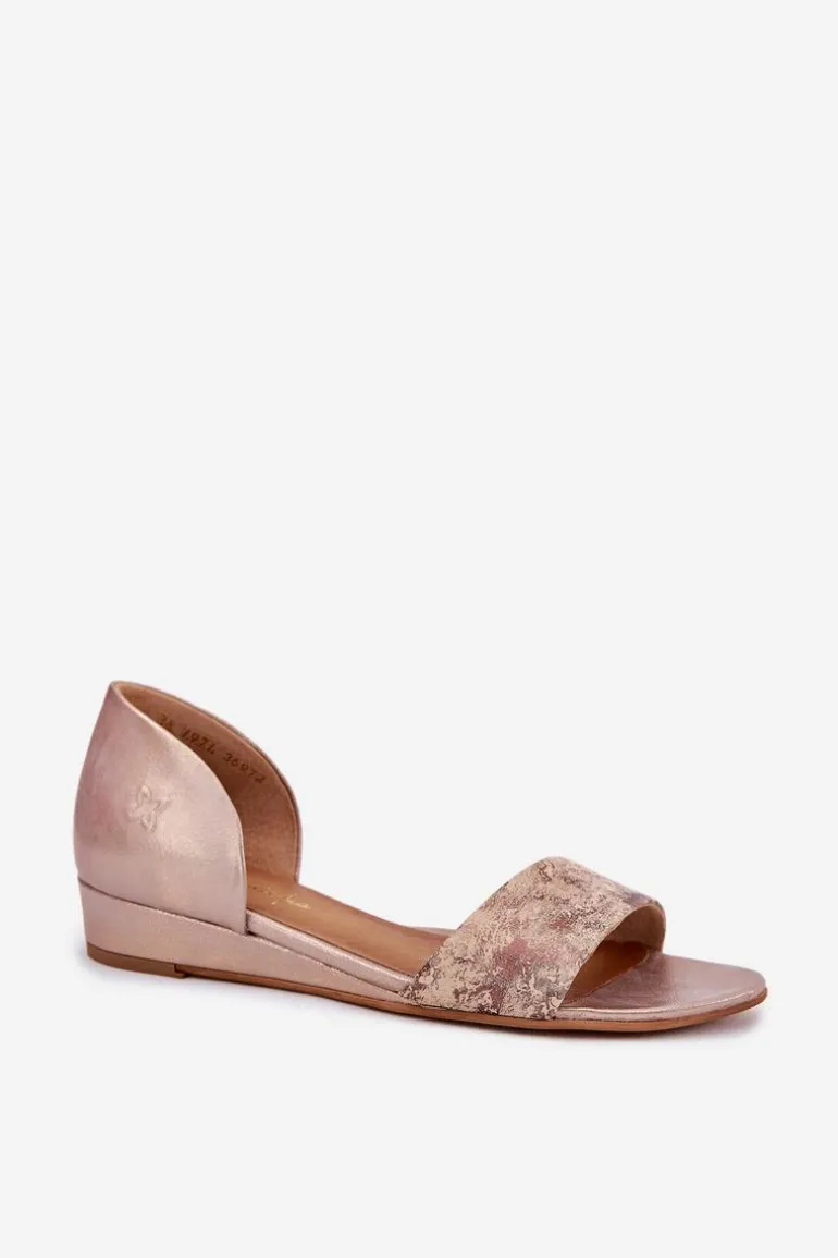 Skórzane Sandały Maciejka 01971-71 Złote