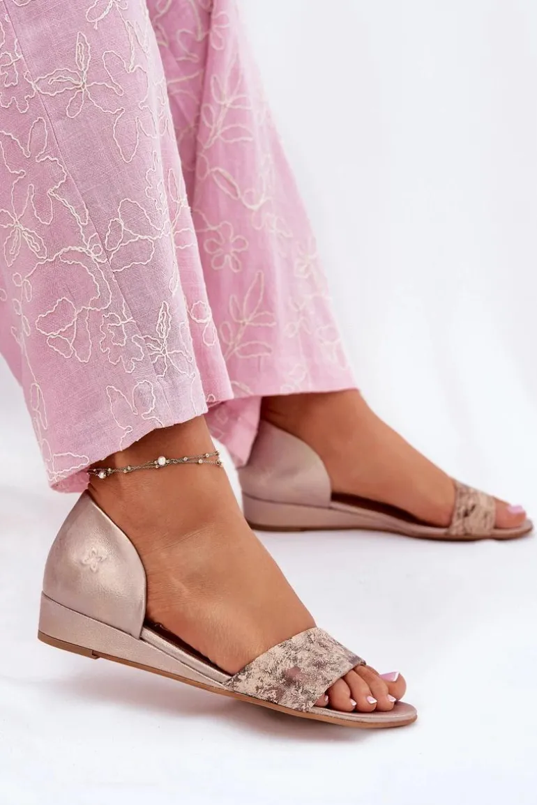 Skórzane Sandały Maciejka 01971-71 Złote