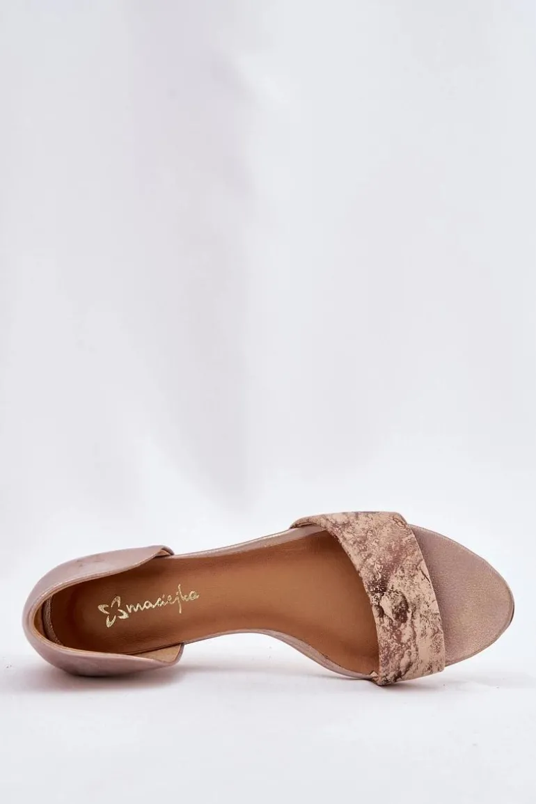 Skórzane Sandały Maciejka 01971-71 Złote