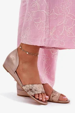 Skórzane Sandały Maciejka 01971-71 Złote