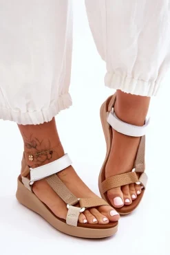 Skórzane Sandały Maciejka L5186-04 Beżowe