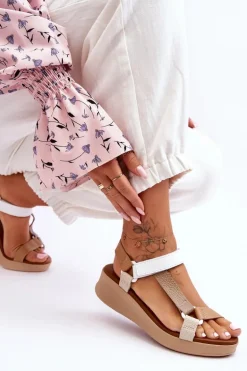 Skórzane Sandały Maciejka L5186-04 Beżowe