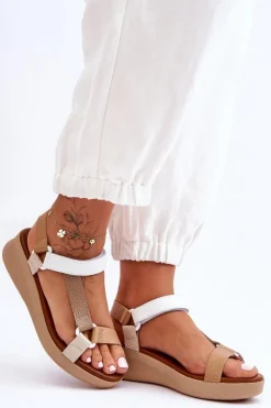 Skórzane Sandały Maciejka L5186-04 Beżowe