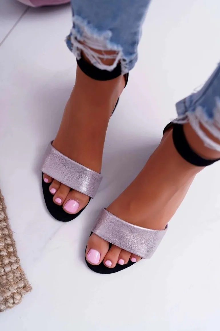 Skórzane Sandały Na Obcasie Maciejka 04141-01 Czarne