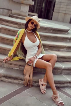 Skórzane Sandały Na Platformie Jasnoróżowe Tessy