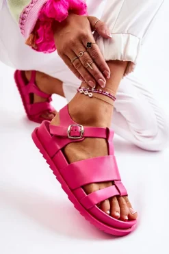 Skórzane Sandały Na Platformie Fuksja Tessy