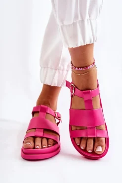 Skórzane Sandały Na Platformie Fuksja Tessy