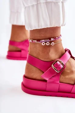 Skórzane Sandały Na Platformie Fuksja Tessy