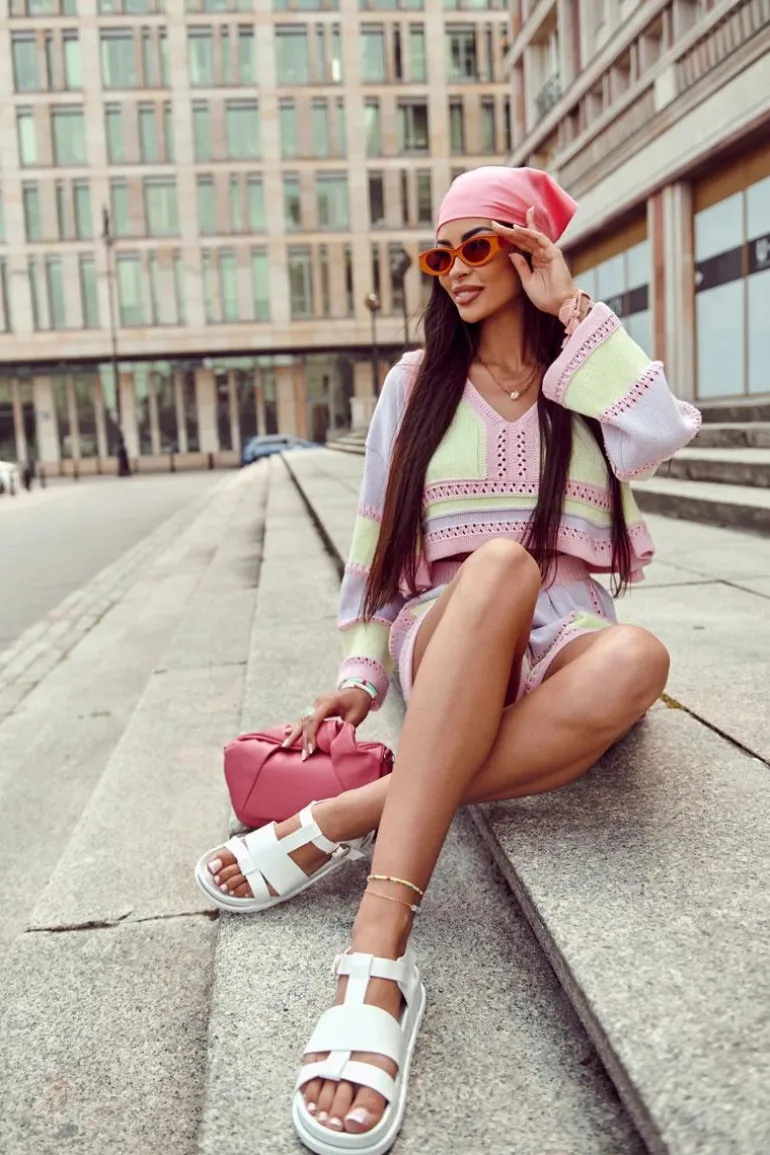 Skórzane Sandały Na Platformie Białe Tessy