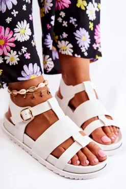 Skórzane Sandały Na Platformie Białe Tessy