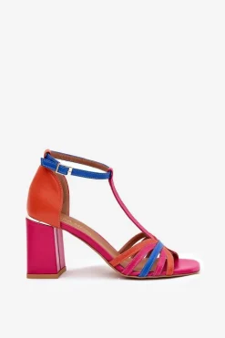 Skórzane Sandały Na Słupku Laura Messi 2879 Multikolor