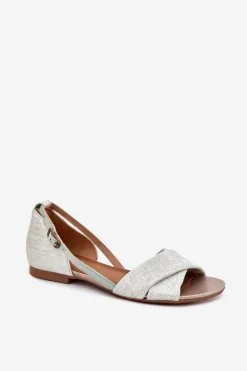 Skórzane Sandały Płaskie Maciejka 04614-46 Miętowe