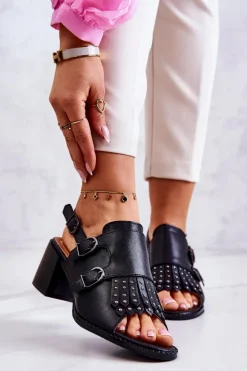 Skórzane Sandały Z Ćwiekami La.Fi Czarne Casilla