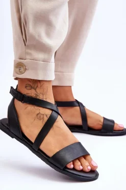 Skórzane Sandały Za Kostkę Big Star LL274A162 Czarne