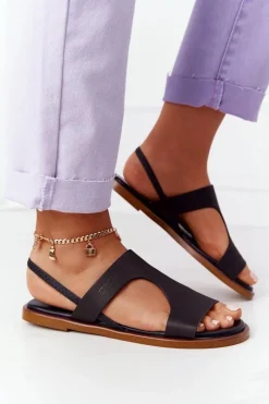 Skórzane Sandały Ze Ściągaczem Big Star HH274715 Czarne