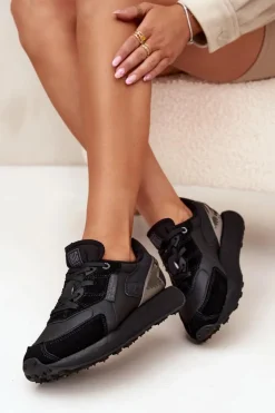 Skórzane Sneakersy Damskie Big Star OO274562 Hi-Poly System Czarne