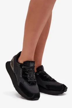 Skórzane Sneakersy Damskie Big Star OO274562 Hi-Poly System Czarne