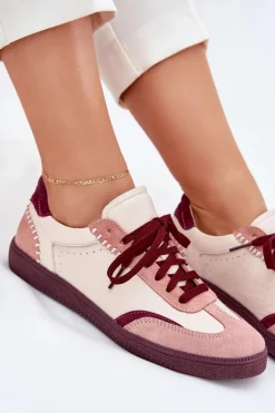 Skórzane Sneakersy Damskie Zazoo N1202 Różowe