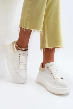 Skórzane Sneakersy Damskie GOE NN2N4031 Białe