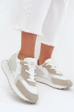 Skórzane Sneakersy Damskie Big Star OO274563 Hi-Poly System Białe