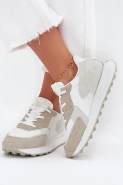 Skórzane Sneakersy Damskie Big Star OO274563 Hi-Poly System Białe