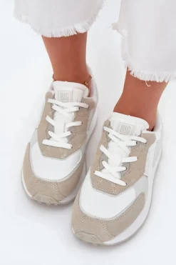 Skórzane Sneakersy Damskie Big Star OO274563 Hi-Poly System Białe