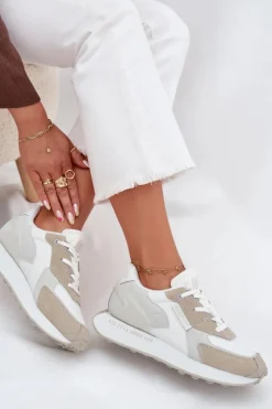 Skórzane Sneakersy Damskie Big Star OO274563 Hi-Poly System Białe