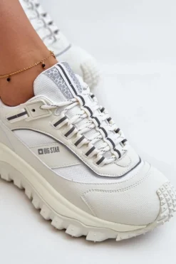 Skórzane Sneakersy Damskie Na Platformie Big Star OO274A221 HI-POLY SYSTEM Białe
