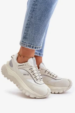 Skórzane Sneakersy Damskie Na Platformie Big Star OO274A221 HI-POLY SYSTEM Białe
