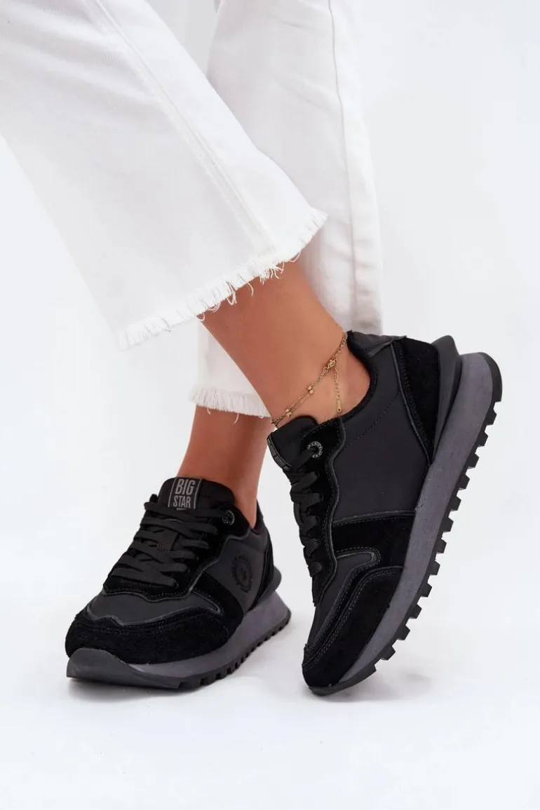 Skórzane Sneakersy Damskie Big Star OO274529 HI-POLY SYSTEM Czarne