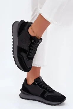 Skórzane Sneakersy Damskie Big Star OO274529 HI-POLY SYSTEM Czarne