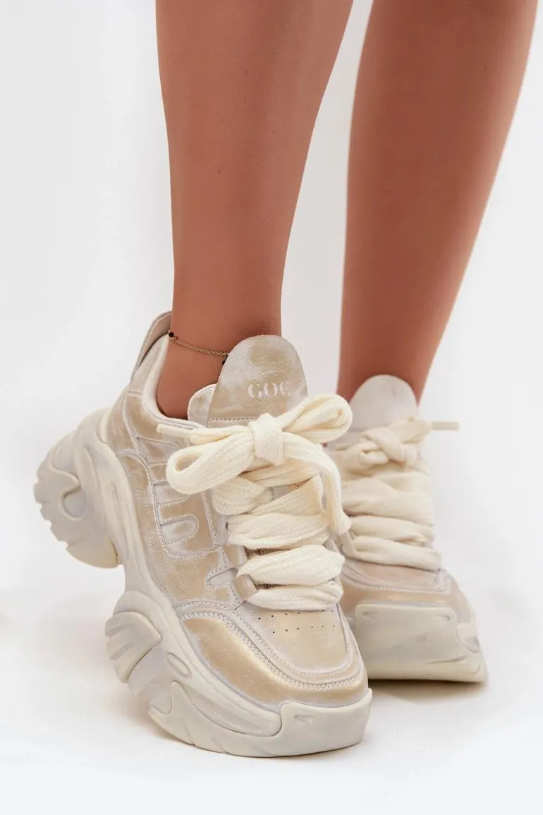 Skórzane Sneakersy Damskie GOE SS2N4009 Złote