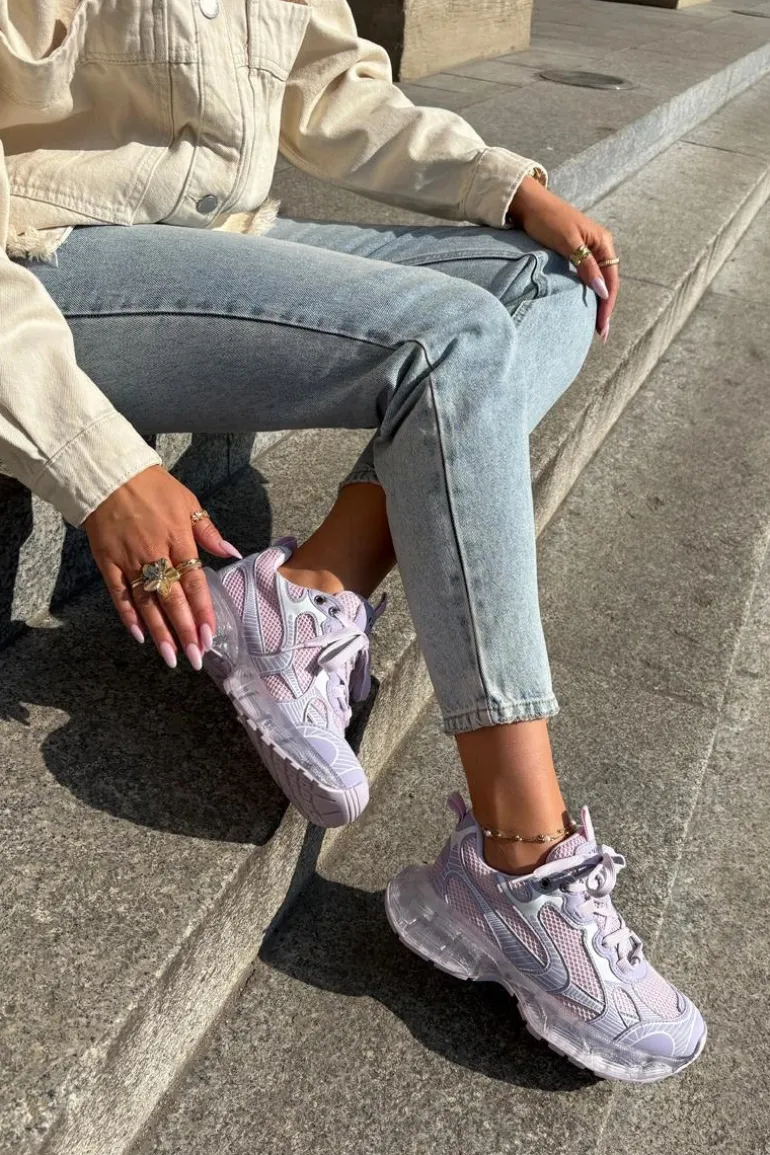 Skórzane Sneakersy Damskie GOE RR2N4081 Fioletowe