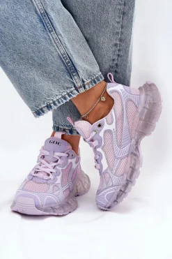 Skórzane Sneakersy Damskie GOE RR2N4081 Fioletowe