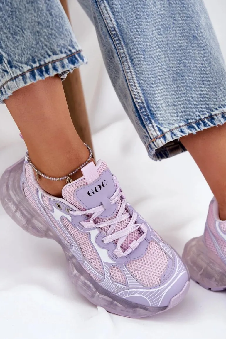 Skórzane Sneakersy Damskie GOE RR2N4081 Fioletowe