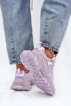 Skórzane Sneakersy Damskie GOE RR2N4081 Fioletowe