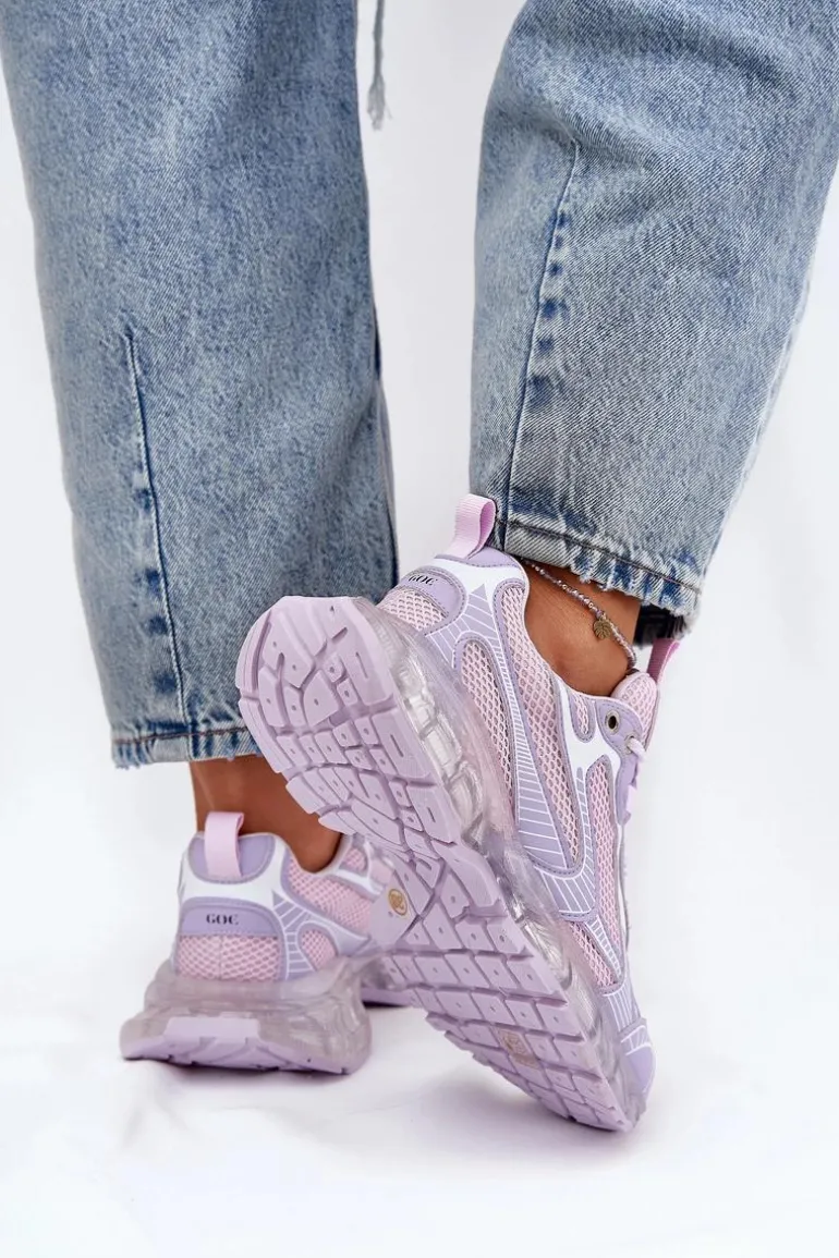 Skórzane Sneakersy Damskie GOE RR2N4081 Fioletowe