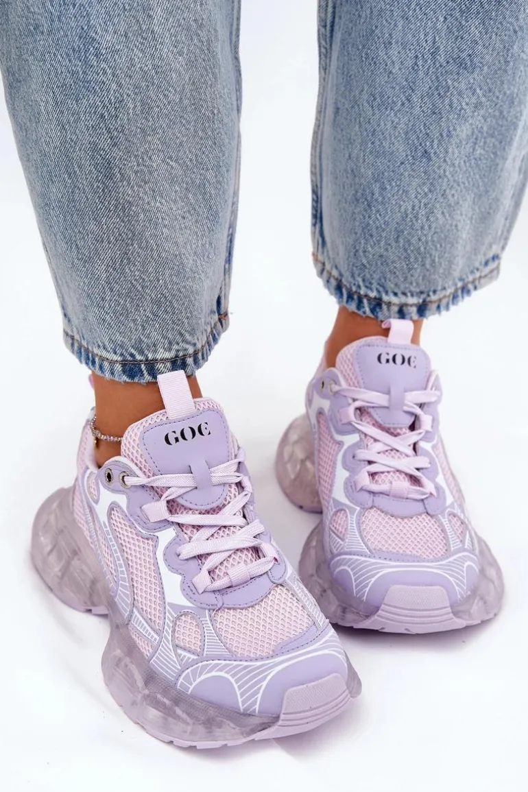 Skórzane Sneakersy Damskie GOE RR2N4081 Fioletowe