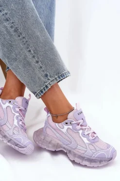 Skórzane Sneakersy Damskie GOE RR2N4081 Fioletowe