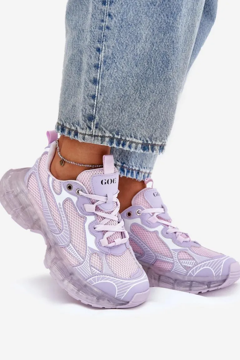 Skórzane Sneakersy Damskie GOE RR2N4081 Fioletowe