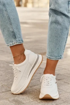 Skórzane Sneakersy Damskie Na Platformie Big Star RR274A333 Białe
